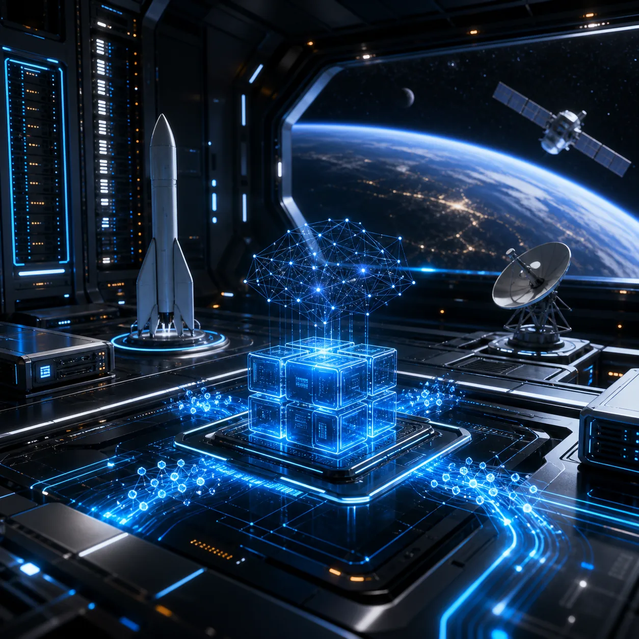 Veraxum orbital server bay representing Grok AI compute billing